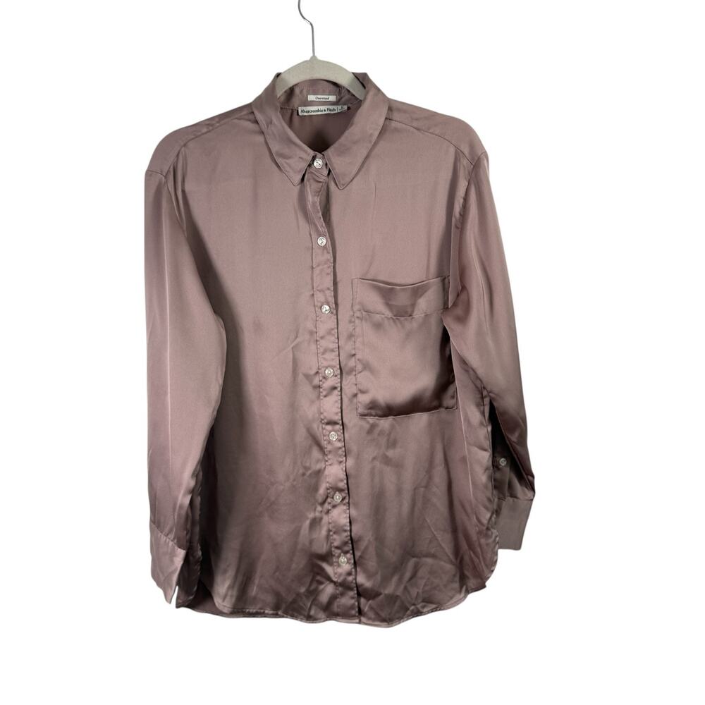Abercrombie & Fitch Mauve Satin Button-Down Shirt